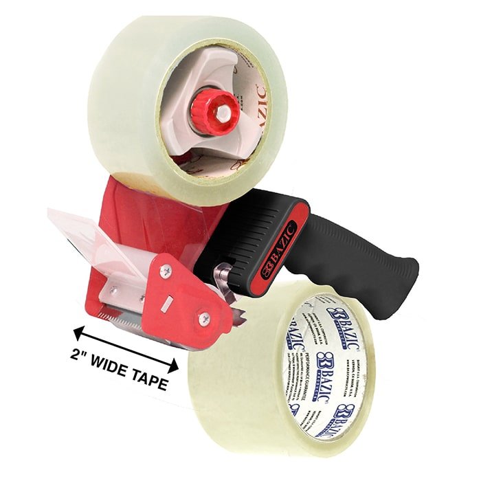 Packaging Tape Dispenser w/ 2 Inch 1.88" X 54.6 Yards Super Clear Tape